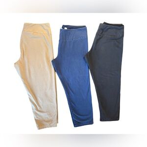 Women With Control Cropped Pants XL Soft Pull On Stretch Black Navy Beige THREE